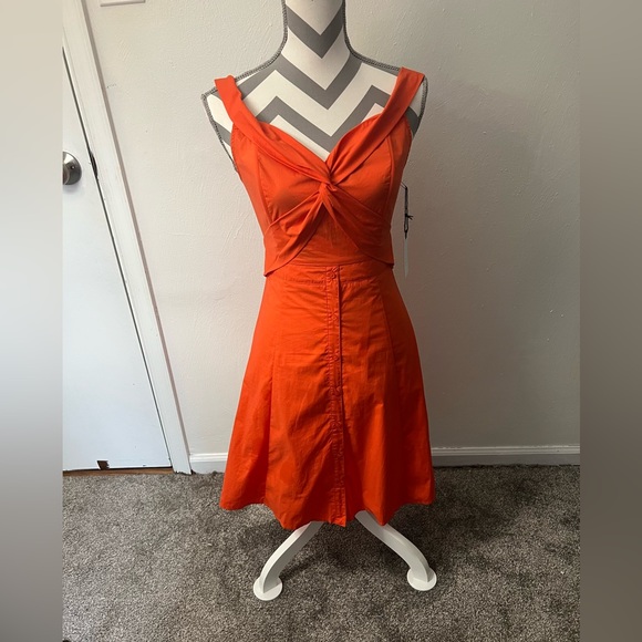 NWT Astr The Label Orange Poplin Dress Size Small - Picture 2 of 13